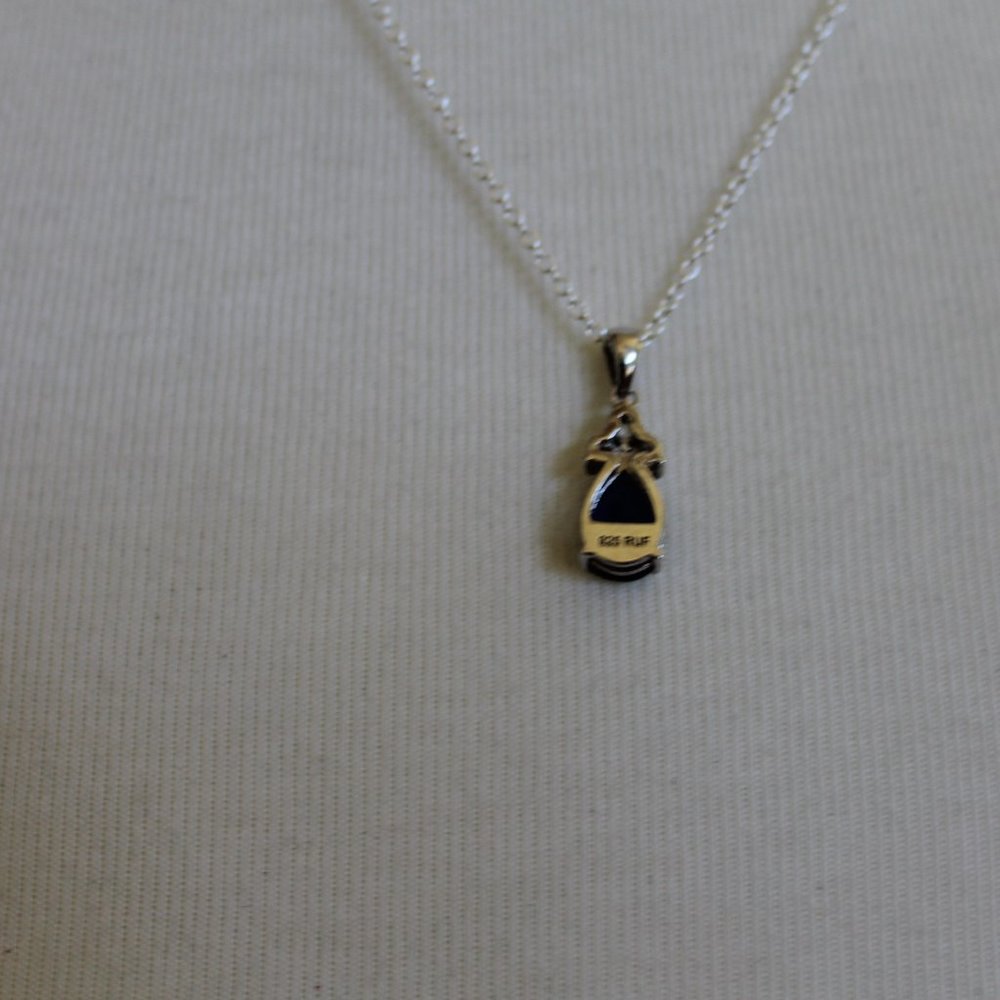 blue Sapphire and Sterling Silver Fine Jewelry teardrop necklace nwb $179 - Picture 9 of 11